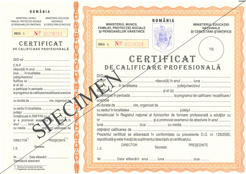 certificat de calificare profesionala